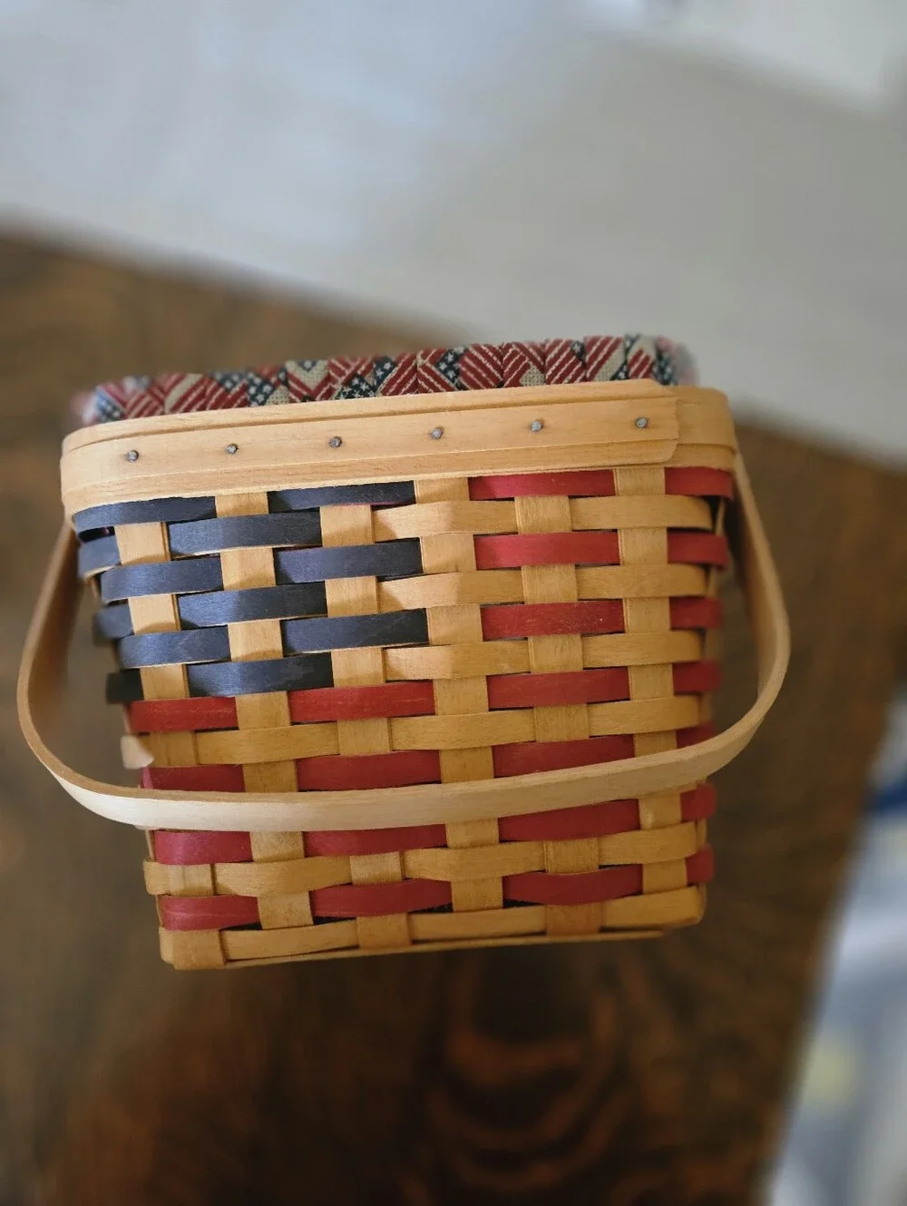 Longaberger Patriotic Red, Blue & Natural Woven Accent Basket